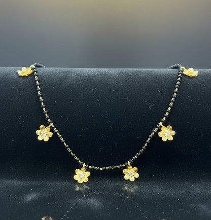 Micro Gold Plated And Diamond Flower Design Fancy Mangalsutra