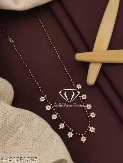 Micro Gold Plated And Diamond Studded Fancy Pack Of 3 Designer Mangalsutra