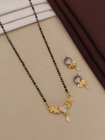 Micro Gold Plated And Diamond Studded Fancy Pack Of 3 Designer Mangalsutra
