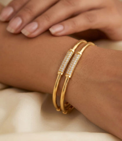 micro gold plated daily wear ad diamond studed fancy bangle