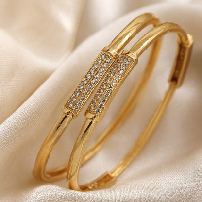 micro gold plated daily wear ad diamond studed fancy bangle