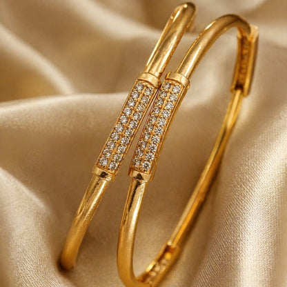 micro gold plated daily wear ad diamond studed fancy bangle