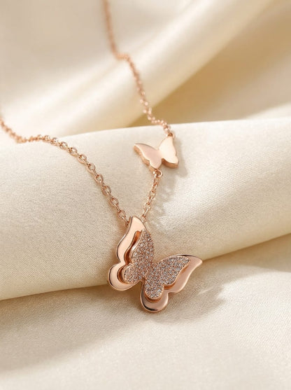Rose Gold Plated  Daily Wear Stainless Steel Butterfly Fancy Chain