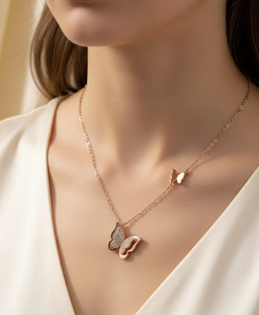 Rose Gold Plated  Daily Wear Stainless Steel Butterfly Fancy Chain